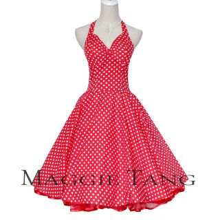 50s 60s Vintage Polka Dot Swing Jive Rockabilly Dress