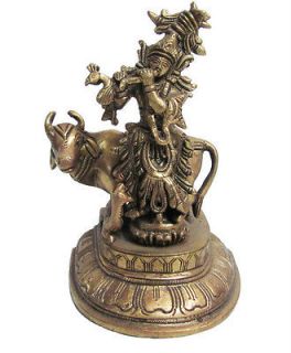Indian Lord Krishna Brass Statue Metal Sculpture Art Gift 6