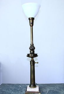   Hollywood Regency Vintage Solid Brass Torch Table Lamp by Stiffel