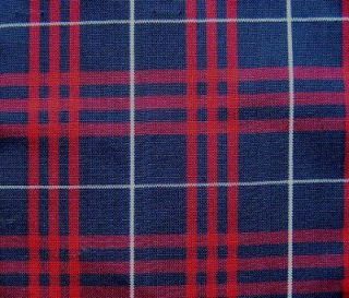 16 Y NAVY RED TARTAN PLAID SLIPCOVER UPHOLSTERY FABRIC