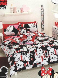   MOUSE & MINNIE MOUSE Reversible DOUBLE/KING SINGLE Quilt Cover Set LIC