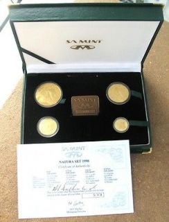 1998 SOUTH AFRICA FOUR COIN GOLD PROOF SET THE LEOPARD