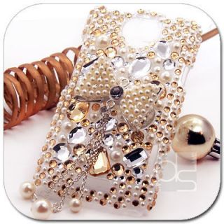 Gold 3D BLING Rhinestone Hard Skin Case Back Cover For HTC ONE X / One 