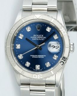 Rolex Men DateJust Thunderbird SS Blue Diamond Dial 16264 Watch Chest