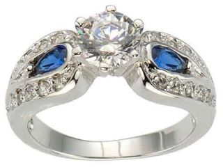   Sapphire CZ Cubic Zirconia 925 Sterling Silver Bridal Wedding Ring