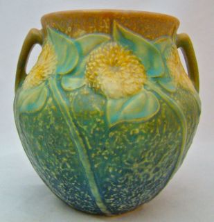 ROSEVILLE POTTERY 5 1/4 SUNFLOWER 513 5 HANDLED VASE