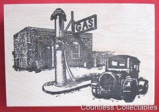   Antique Gas Station 1940s Car Sign Background Rubber Stamp River City