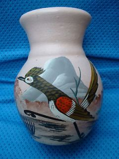 Hand Painted Road Runner Bird Southwestern Design Vase