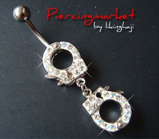 14g HANDCUFF Belly Button Navel Rings Bar Body Piercing Jewelry 