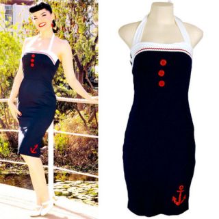 Sailor Rockabilly Wiggle Dress   8 10 12 14 16   Vintage 1950s Anchor 
