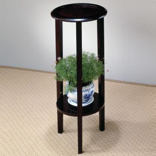   Cappuccino Small Plant Stands Round Stand Table with Bottom Shelf
