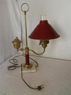 Vintage Student Desk Table Lamp Marble Base Metal Shade