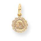   Solid Yellow Gold Polished Our Lady of Sorrows Religious Disc Pendant