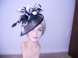 Black and White fascinator derby hat dress hat church hat wedding hat 
