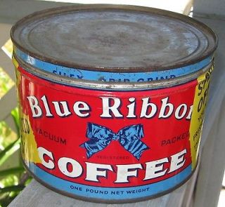 Vintage Advertising 1 # Blue Ribbon Coffee Can Tin Key Wind Canada