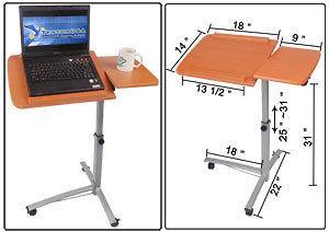 Adjustable Rolling Laptop Desk Cart Over Bed Hospital TableStand Angle 