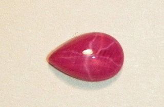   Star Ruby Flat Cabochon   Pear 4x6 mm (6 Rayed Lab created Stone