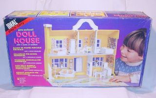   Carry LARGE DOLL HOUSE 5 Rooms + Furniture Loaded Set New MIB`86