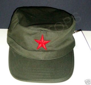 CHE GUEVARA RED EMBROIDERED STAR MILITARY CADET CAP HAT NEW   GREEN 