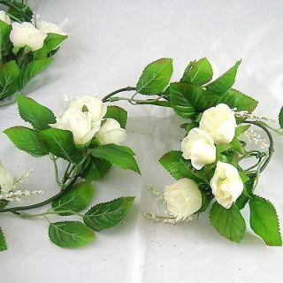 64 Inch Artificial Wedding Silk Flower White/Cream Rose Buds 