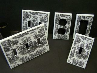 BLACK AND WHITE TOILE LIGHT SWITCH OR OUTLET COVER
