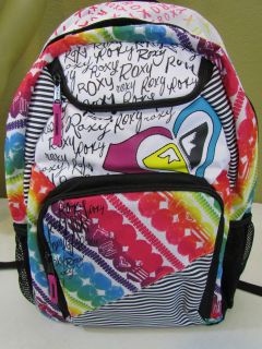 NWT Roxy Graphic Logo Multi function Backpack / Bookbag Multi colored
