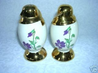 Ivory China and Gold Floral Table Salt & Pepper Shakers