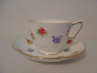 VINTAGE ROYAL VICTORIA BONE CHINA, FLORAL PANSY, ROSE CUP AND SAUCER