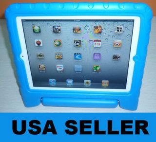 iPad Case for Children Blue Foam Rubber w Handle/Stand + Free Screen 