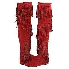 SALE SAM EDELMAN BOOTS~FRINGE URI SUEDE RARE RED~OVER THE KNEE~X COND 