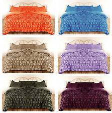 800TC Ruffled Duvet Set 100% Egyptian Cotton Choose Size & Colors New 
