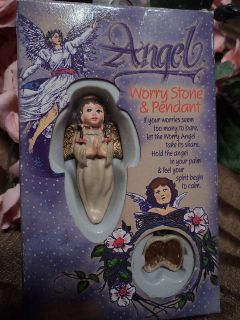 Angel Worry Stone and Charm Pendant New in Box
