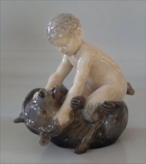 Royal Copenhagen 0648 RC Faun with bear Chr Thomsen 16 cm In mint and 