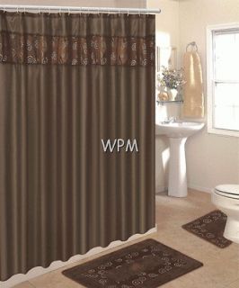 15 piece bath rug set chocolate bathroom rugs fabric shower curtain 