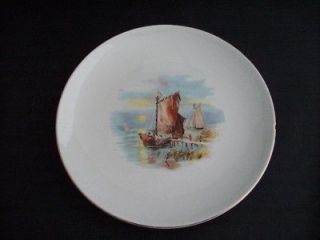 Vintage Dresden China Sailboats in Water Salad Plate