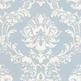 WALLPAPER SAMPLE Victorian Damask on Silvery Blue