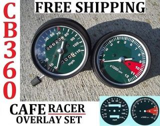   CB360T Cafe Racer Gauge Face Decal Overlay Speedometer Tach Applique