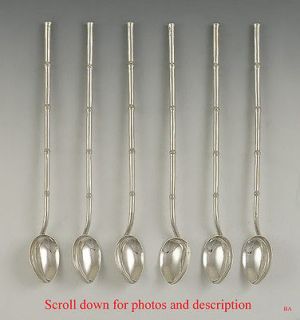 CHINESE SILVER BAMBOO PATTERNED COCKTAIL STIRRER SPOONS