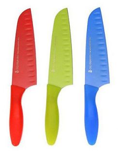 Colorful Santoku Carbon Steel Knives in Two Sizes