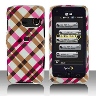 Pink Plaid LG Rumor Touch LW510 Faceplate Snap on Cover Hard Case