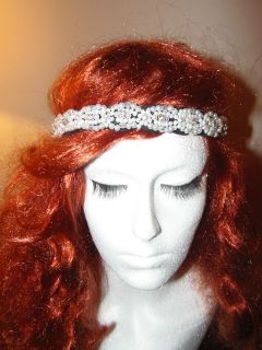 NEW FOREHEAD BAND FLAPPERS STYLE 40S DANCE PEARL GEMS BEADS HEADBAND 