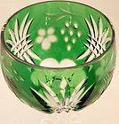   Bohemian Emerald Green Cut Clear Goblet Wine Bar Stemware Glass