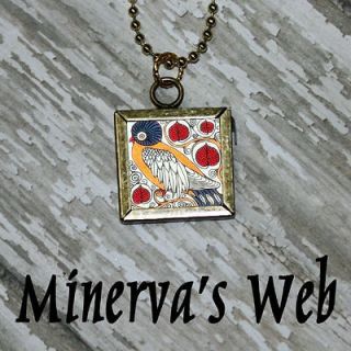 William Morris BIRD for Art Glass Charm Pendant Necklace by Minervas 
