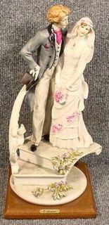   Retired 1980s Bride & Groom On Staircase Florence Capodimonte Figure