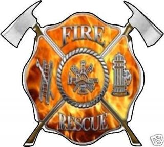 FIRE & RESCUE MALTISSE CROSS FIREFIGHTER DECAL 10X11