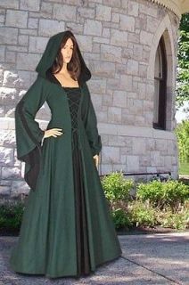 Medieval Renaissance Maiden Dress Gown with Hood, Size XXL