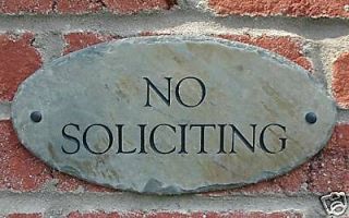 NO SOLICITING Sign / CARVED STONE /Slate/Plaque/​Fence