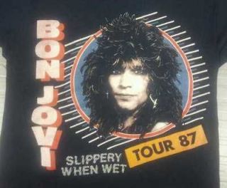 RaRe 1987 Bon Jovi vintage rock concert tour T shirt Slippery When 