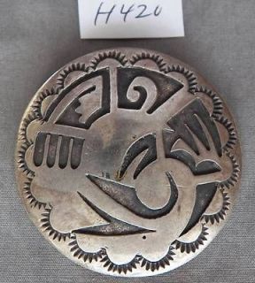 Vintage Large Hopi Overlay Silver Pin or Pendant