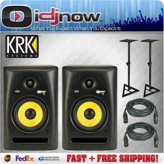 KRK RP6G2 Rokit Series Studio Monitors With Stands and XLR Cables 